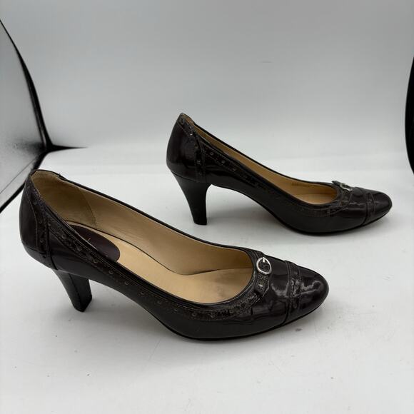 Cole Haan Heels Womens Size 8 B Brown‎ Pumps Block Buckle - Picture 8 of 10